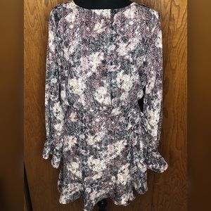 Wrap style dress with flutter sleeve